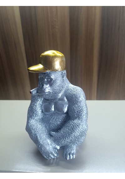 10cm -18cm Ebatlarında Kırılmaz Polyester, Beyaz Renk Goril Biblo