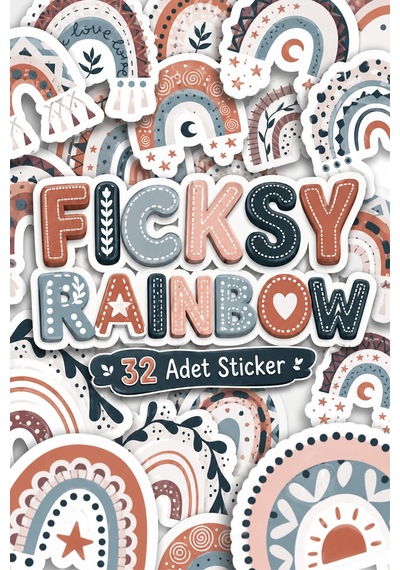 Gökkuşağı Sticker Seti - 24 Adet Etiket Çıkartma Çok Renkli