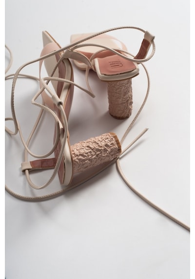 Luvishoes 801 Ten Cilt Topuklu Kadın Sandalet Ten Rengi