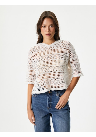Koton Crop Ajurlu Sweatshirt Kapüşonlu Kısa Kollu Kırık Beyaz 4sak10453ek Ekru Koton Crop Ajurlu Sweatshirt Kapüşonlu Kısa Kollu Kırık Beyaz 4sak10453ek Ekru