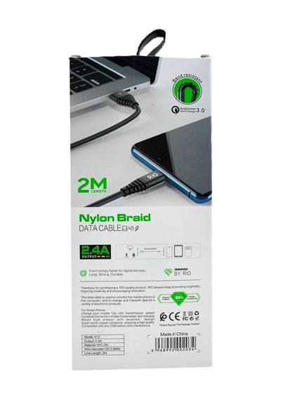 Rio Tech 2 Metre Nylon Örgülü Type-c Data Ve Şarj Kablosu