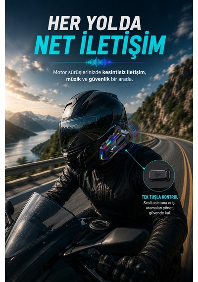 Rgb Işıklı Bluetooth 5.3 Interkom - Su Geçirmez Müzik Çalar Motosiklet Kask İçi Kulaklık Intercom