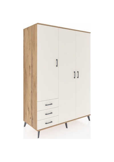 Kronos Dolap 6 Raflı 3 Çekmeceli Tek Askılı 132x59x195 Çam-ay... Çam