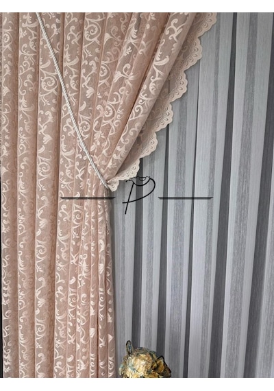 Fon Perde Tül Fon Somon Renk 90 270 1 Takım 2 Adet Sık Pileli 001