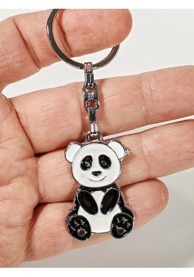 Moncuk Design Panda Siyah Ve Beyaz Metal Anahtarlık Çok Renkli