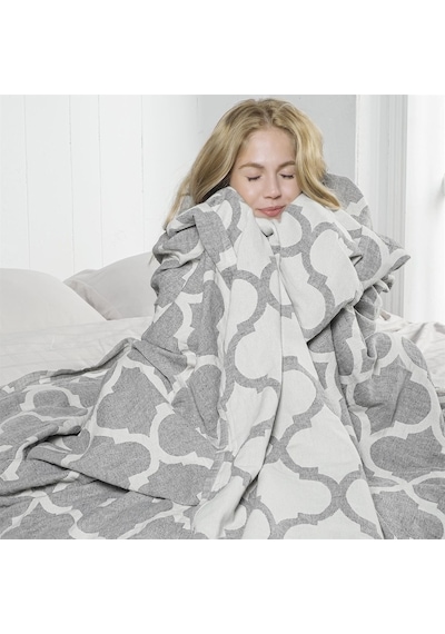 Damask Design Çift Taraflı Jakarlı Keten Pamuk Dokuma Battal Boy( Antrasit-240X260 Cm Antrasit