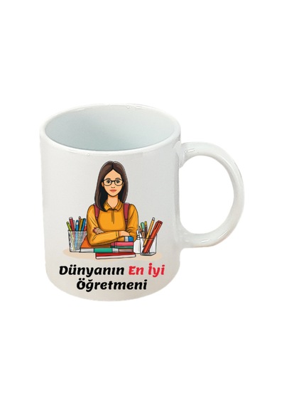 Öğretmene Özel Hediyelik Beyaz Kupa Bardak Öğretmenler Günü Hediyesi