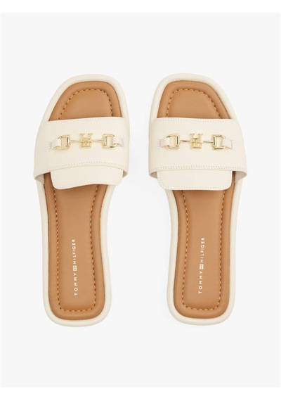 Tommy Hilfiger Leather Horsebıt Mule Kadın Bej Sandalet - Fw0fw08420