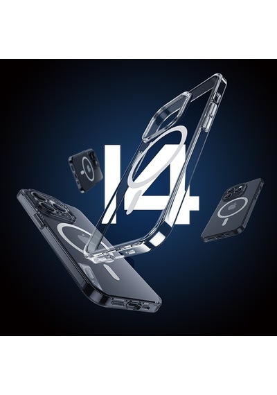 Apple Uyumlu iPhone 14 Pro Max Kılıf Wireless Şarj Destekli Benks Yeni Magnetik Crystal Şeffaf Pc Kapak