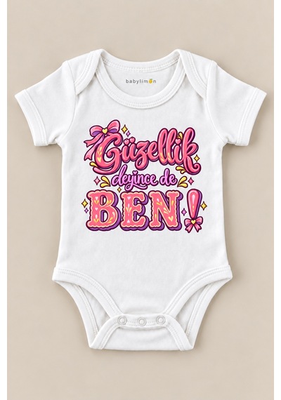 Babylimon Güzellik Deyince De Ben Beyaz Kısa Kollu Çıtçıtlı Bebek Zıbını Beyaz - 930083900 Beyaz
