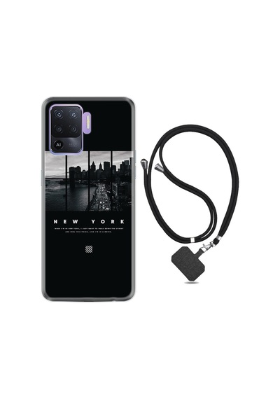 Oppo Reno 5 Lite Kilif Desenli Ipli Askili New York 1612 522852504