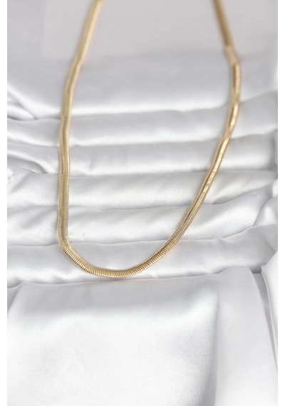 Mey İthalat Cm 14k Gold Renk Yassı Yılan Zincir Model 45 Cm Kadın Kolye Çok renkli