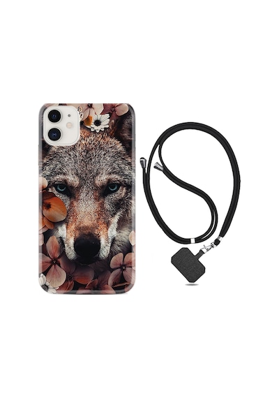 Apple Uyumlu iPhone 13 Kılıf Boyun Askılı Flowers Fox 1310