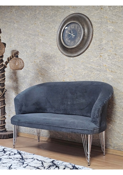 Zafir İkili Teddy Krom Kaplama Telli Ayak Çay Seti Koltuk İkili Berjer , Balkon, Salon, Ofis Füme