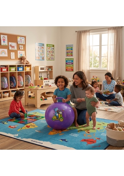55 Cm Mor Zıp Zıp Pilates Topu - Tutma Saplı Zıplama Topu - Çocuk Ve Yetişkin İçin Kondisyon Topu-kulplu Egzersiz Ve Oyun Topu Anti-burst