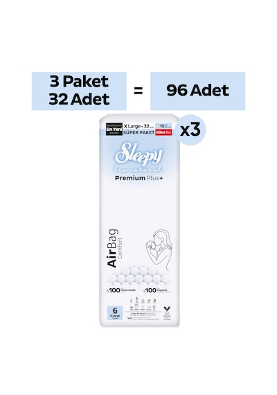 Sleepy Bio Natural Premium Plus Airbag Comfort Mega Paket Külot Bez 6 Numara Xlarge 96 Adet