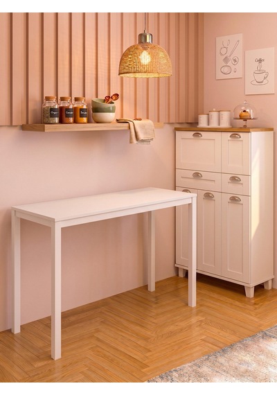 Minimal Beyaz Çok Amaçlı Masa 116x45x75 Cm Güçlendirilmiş Metal Profil Ayaklı