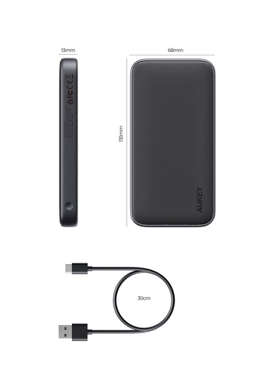 Aukey Pb-y46-gy 15w 10000 Mah Hızlı Şarj Powerbank - Gri