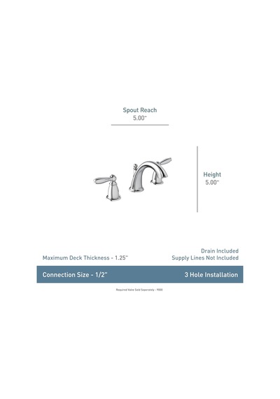 Moen Brantford Krom İki Kulplu Yaygın Banyo Bataryası Trim Kiti 3 Diğer