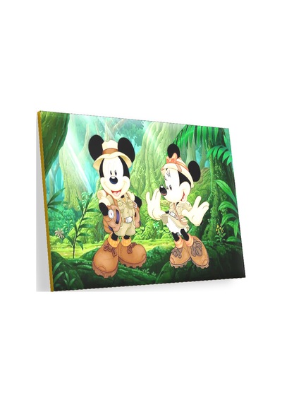 Cakasepetim Masaüstünde Mickey Maus Ve Minnie Mouse Safari Ahşap Mdf Tablo