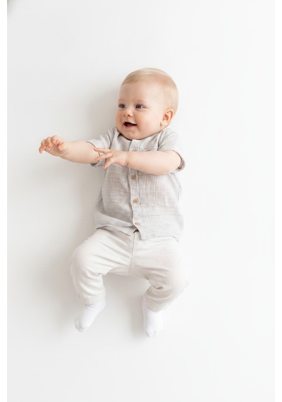 Tiffany Baby & Kids Lycra Müslin Tasarımlı Hakim Yaka Gömlek Gri