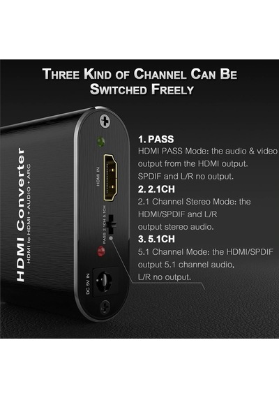 Hdmi To Hdmi Optik Stereo 2.0 4K Ayırıcı Çevirici 4365P Dönüştürü