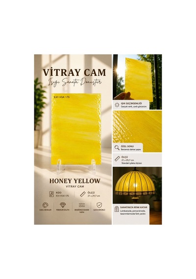 Dekoratif Vitray Cam Bal Sarısı Damarlı 21x29,7 Cm
