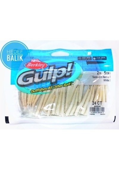 Berkley Gulp Saltwater Sandworm 2inç Lrf Silikonu 24 Adet WH