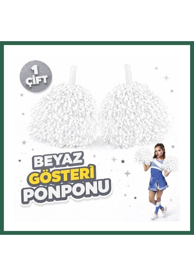 Bezos 1 Çift 2 Adet Beyaz Renk 23 Nisan 19 Mayıs 29 Ekim Okul Gösteri Ponponları Ekstra Dolgun Bzs01 Diğer