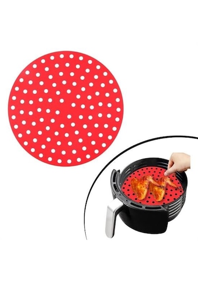 Renkli Isıya Dayanıklı Yıkanılabilir Silikon Fırın Ve Airfryer Yuvarlak Pişirme Matı 20 Cm 5673 34809842