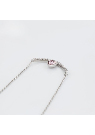 Damla Taşlı Smile Tasarım Platin Kaplama Kadın Kolye Silver