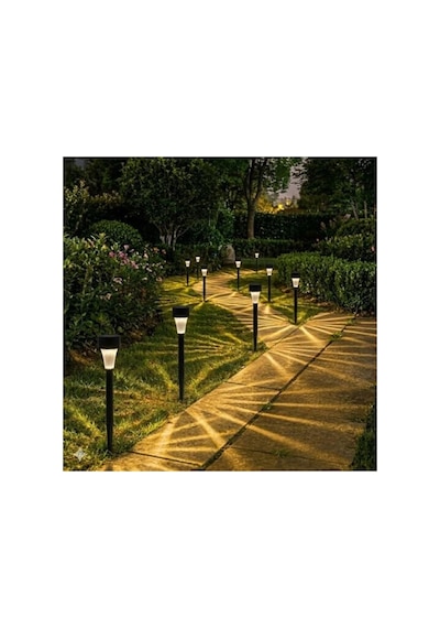 10'lu Güneş Enerjili Led Bahçe Aydınlatması, Dekoratif 10 Parça Siyah