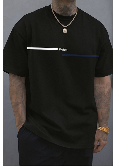 Paris Baskılı Unisex Tshırt SIYAH