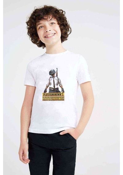 Tshirthane Pubg Baskılı Unisex Çocuk Beyaz T-Shirt (534787853)