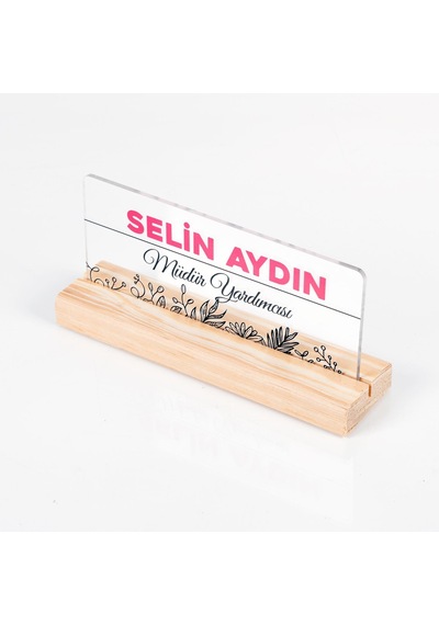 Roza Doğal Ahşap Stand Akrilik Masa İsimliği Anneler Günü Hediyesi Kadınlara Özel İsimlik