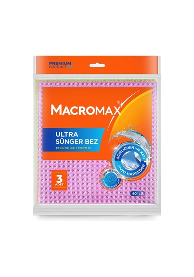 Macromax Ultra Sünger Temizlik Bezi 3'lü - 7 Adet Tarı Diğer
