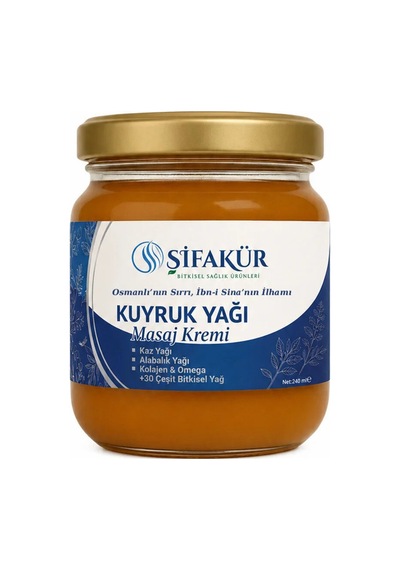 Kuyruk Yağı Kremi 240 ml Kuyruk Yağlı Masaj Kremi Kaz Yağı Alabalık Yağı Kolajenli