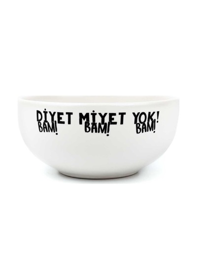 Diyet Miyet Yok Krem Seramik Kase - Hediye Seramik Kase