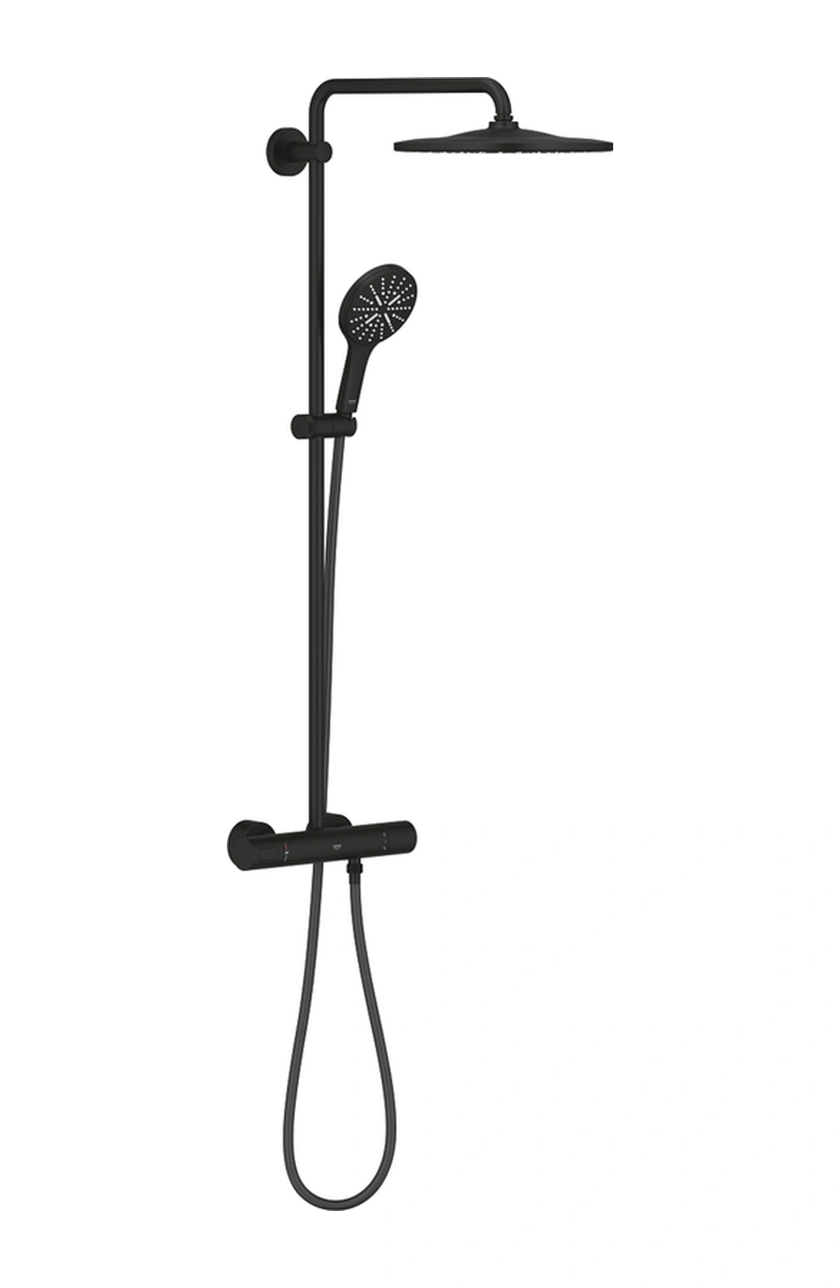 Grohe Rainshower Smartactive 310 Duvara Monte Termostatik Bataryalı Duş Sistemi Phantom Black - 2211 Krom
