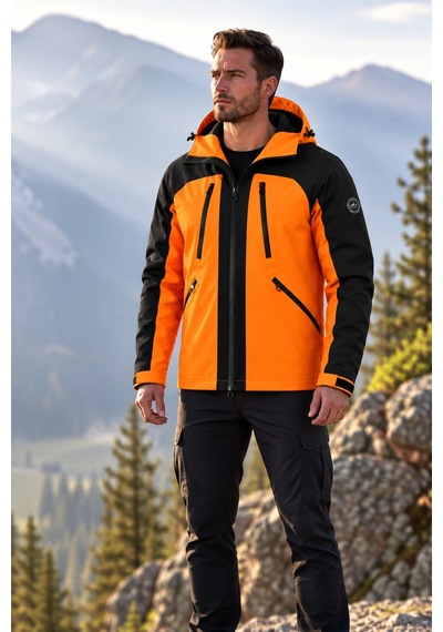 Ghassy Co. Ski Pro Series Kayak İçi Polarlı Rüzgar Geçirmez Su İtici Outdoor Softshell Mont Turuncu