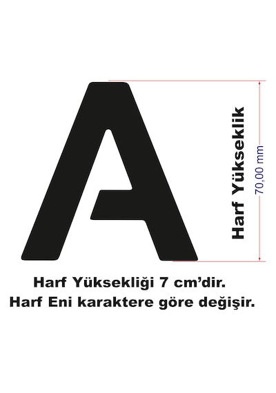Stencil Harf Boyama Şablonu X014 Harf Yüksekliği 7 Cm