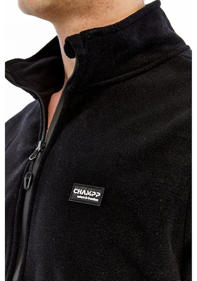 Champp Tam Fermuarlı Siyah Unisex Polar Beyaz - Siyah