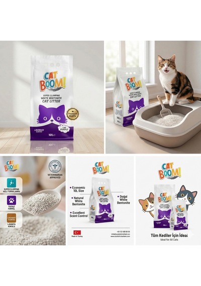 Cat Boom Lavanta Kokulu Bentonit Kedi Kumu 10 Lt X 2 Adet