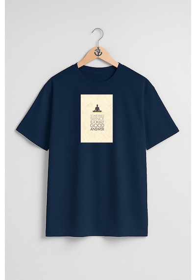Bahriyeli Collection Oversize Yoga & Pilates Mats Poster Göğüs Tasarımlı Unisex T-shirt Lacivert