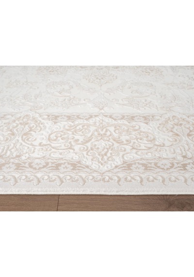 Fontana Ft002w Krem Bej Akrilik Halı Klasik Desen Pamuk Taban Tozu Az Salon Oturma Odası Halısı-1045 Krem - Bej