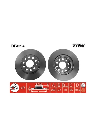 Vw Jetta 4 Fren Diski On 2011-2017 Trw Df4294 2adettir