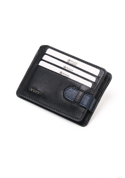 Ancora Leather Hakiki Deri-minimal Tasarım Kartlık-26205-kişiye Özel İsim Baskılı Siyah - Parlement