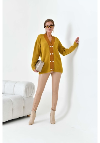 Ftz Women Kadın Düğme Detaylı Hırka Olive 20865 Olive
