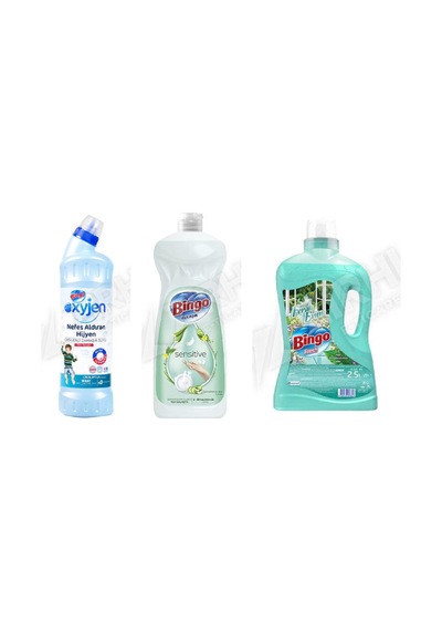 Bingo Oksi Jen 750 Ml + Sıvı Bulaşık Deterjanı 1500 Ml + Yüzey Tem. Fresh 2.5 Lt 3'lü Set Diğer