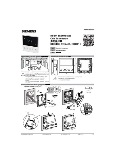 Siemens Rdq411 Oda Termostatı